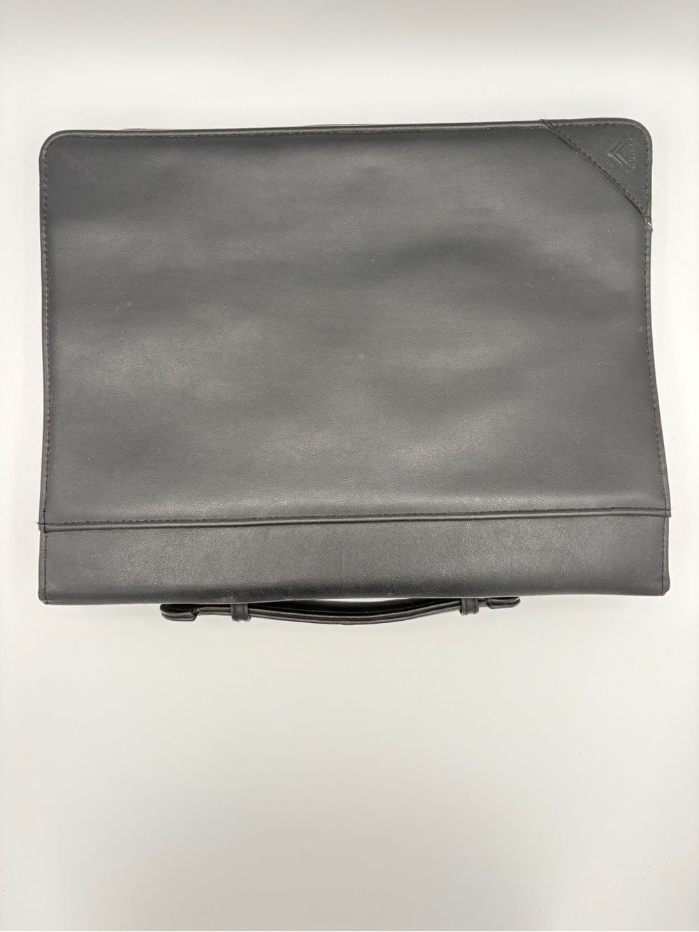 AUREX Black Leather Portfolio Case Zipper Binder